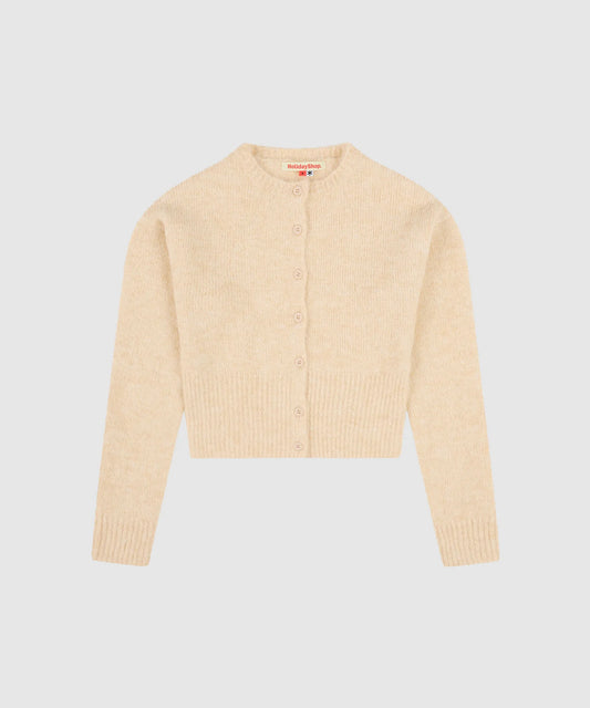 Holiday Shop Fluffy Knit Cardigan in Oatmeal