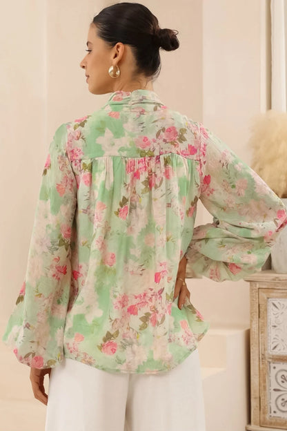 Raylene Shirt in Green Floral
