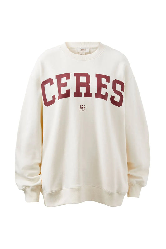 Isla Ceres Life Oversized Slouchy Crew - Winter White