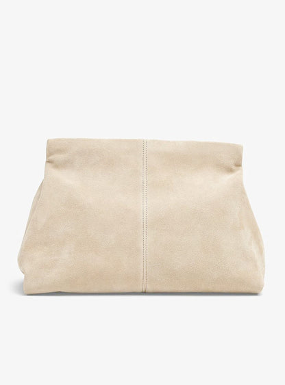 Becca Suede Clutch Bag in Beige