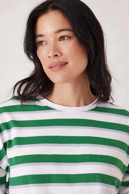 Ceres Life Slouchy Long Sleeve Tee -Kelly Green Stripe