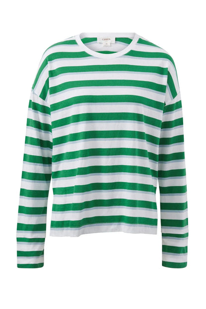 Ceres Life Slouchy Long Sleeve Tee -Kelly Green Stripe
