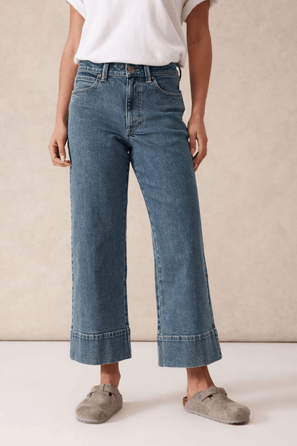 Ceres Life Jude Wide Leg Cropped Jean in Mid Indigo