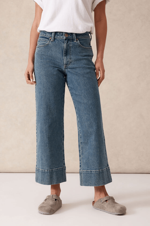 Ceres Life Jude Wide Leg Cropped Jean in Mid Indigo