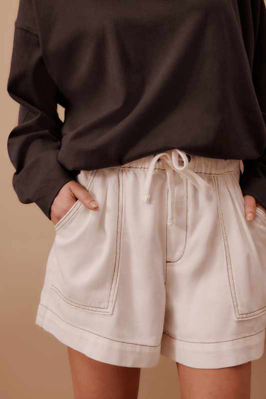 Ceres Life Darcy Everyday Short in Ecru Twill
