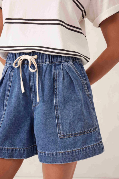 Ceres Life Relaxed Everyday Shorts in Washed Indigo