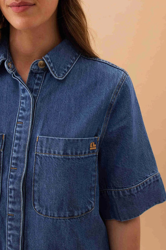 Ceres Life Noa Shirt Sleeve Shirt in Fresh Indigo