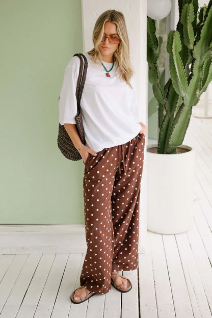 Ceres Life Resort Pants in Chocolate Polka Dots