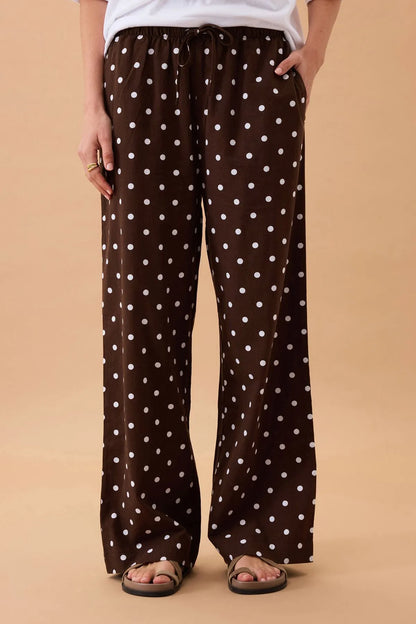 Ceres Life Resort Pants in Chocolate Polka Dots