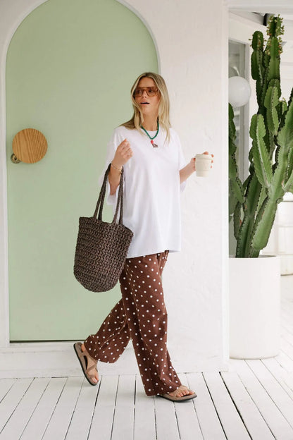 Ceres Life Resort Pants in Chocolate Polka Dots