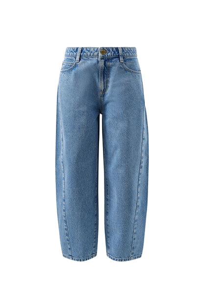 Leah Tapered Barrel Leg Jeans in Vintage Blue