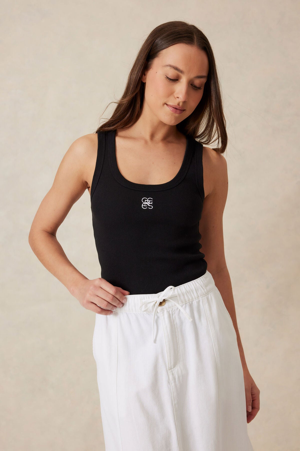 Ceres Life  Logo Contour Rib Scoop Tank