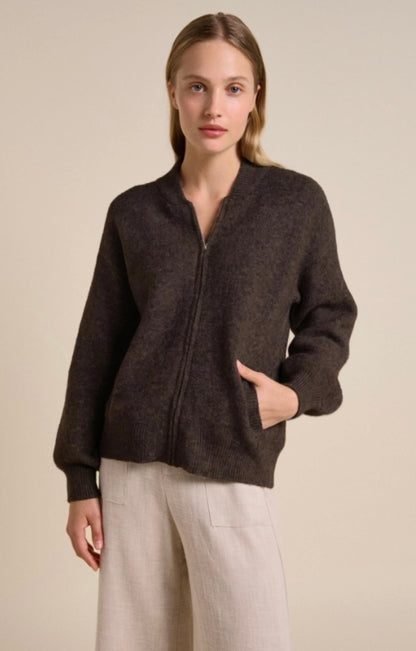 Knitted Bomber in Chocolate by Little Lies