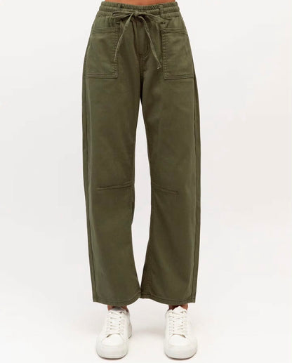 Faded Barrel Leg Jeans in Khaki