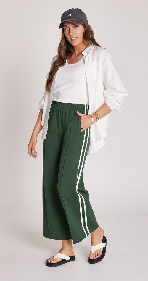 Feather + Noise Cropped Green Stripe Noah Pants