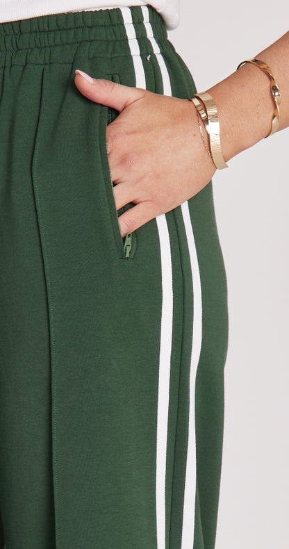 Feather + Noise Cropped Green Stripe Noah Pants