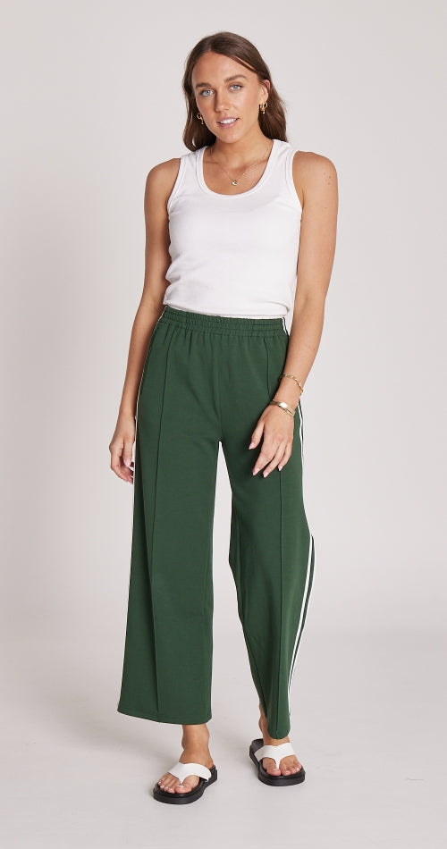 Feather + Noise Cropped Green Stripe Noah Pants