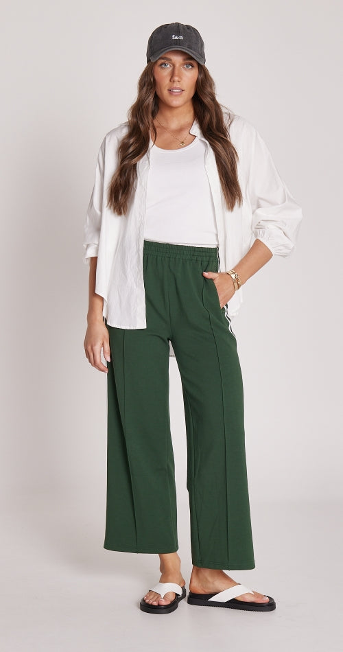 Feather + Noise Cropped Green Stripe Noah Pants