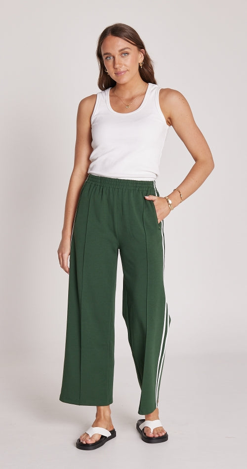 Feather + Noise Cropped Green Stripe Noah Pants