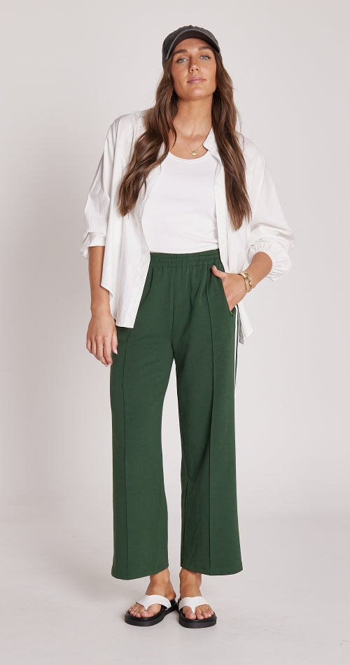 Feather + Noise Cropped Green Stripe Noah Pants