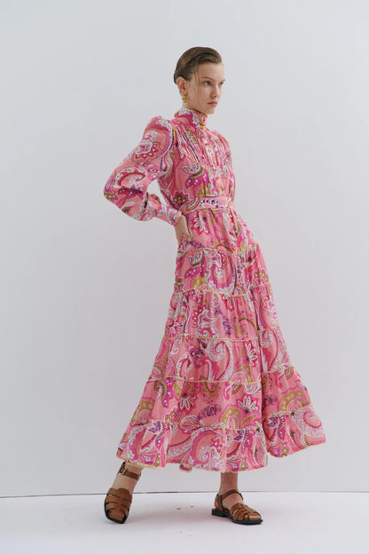 Maevarii Charlotte Flower Maxi Dress Magical Pink Fairytale