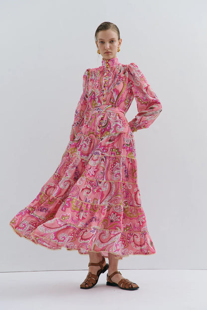 Maevarii Charlotte Flower Maxi Dress Magical Pink Fairytale