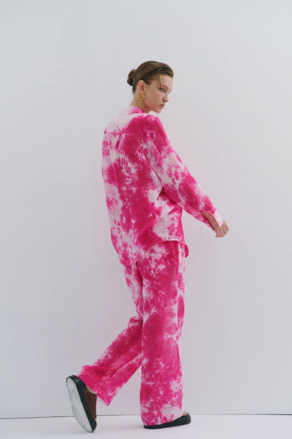 Maevarii Farrah Wide Leg Pants in Pink Tye Dye