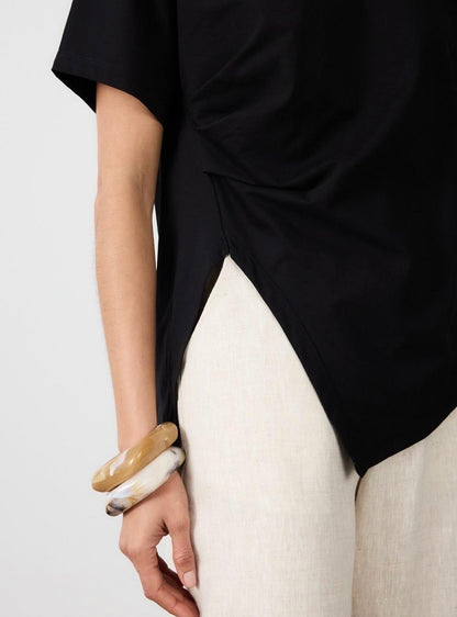 Ruched Jersey Tee in Black