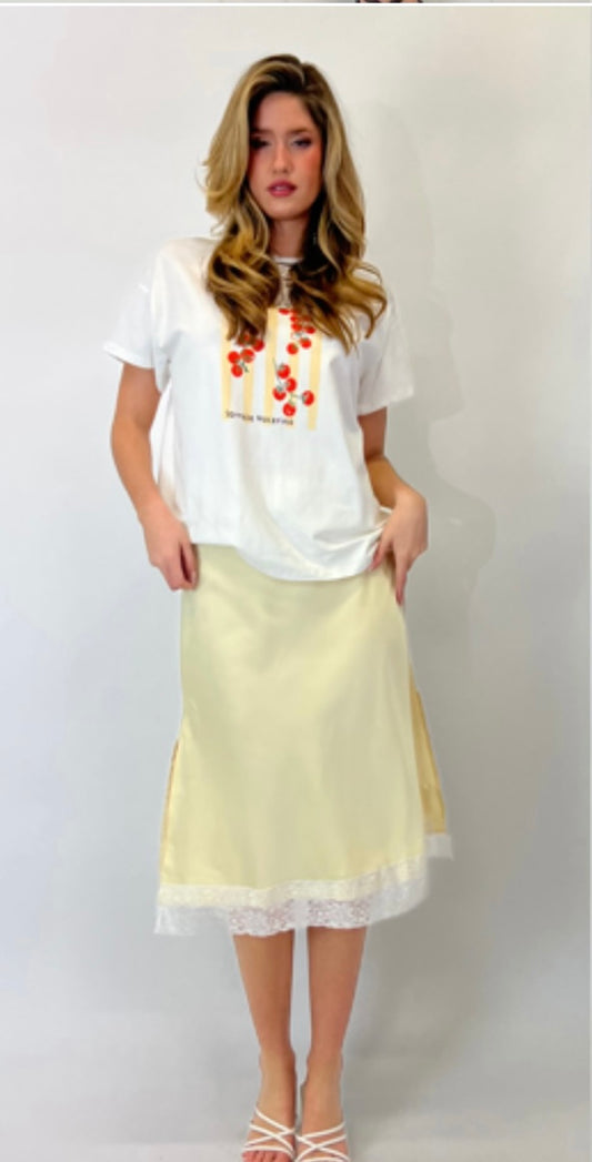 Lillie Lemon Lace Trim Skirt