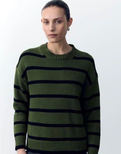 Lauren Knit in Forest and Black Stripe