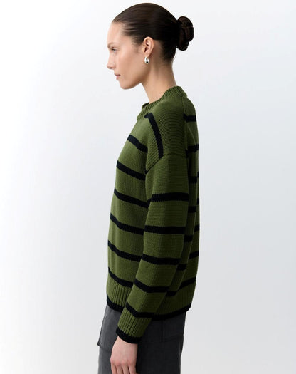 Lauren Knit in Forest and Black Stripe