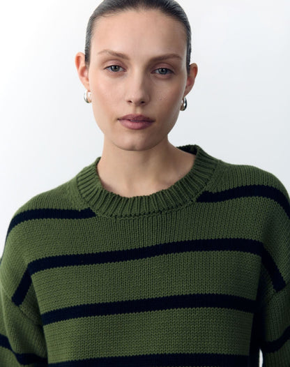 Lauren Knit in Forest and Black Stripe