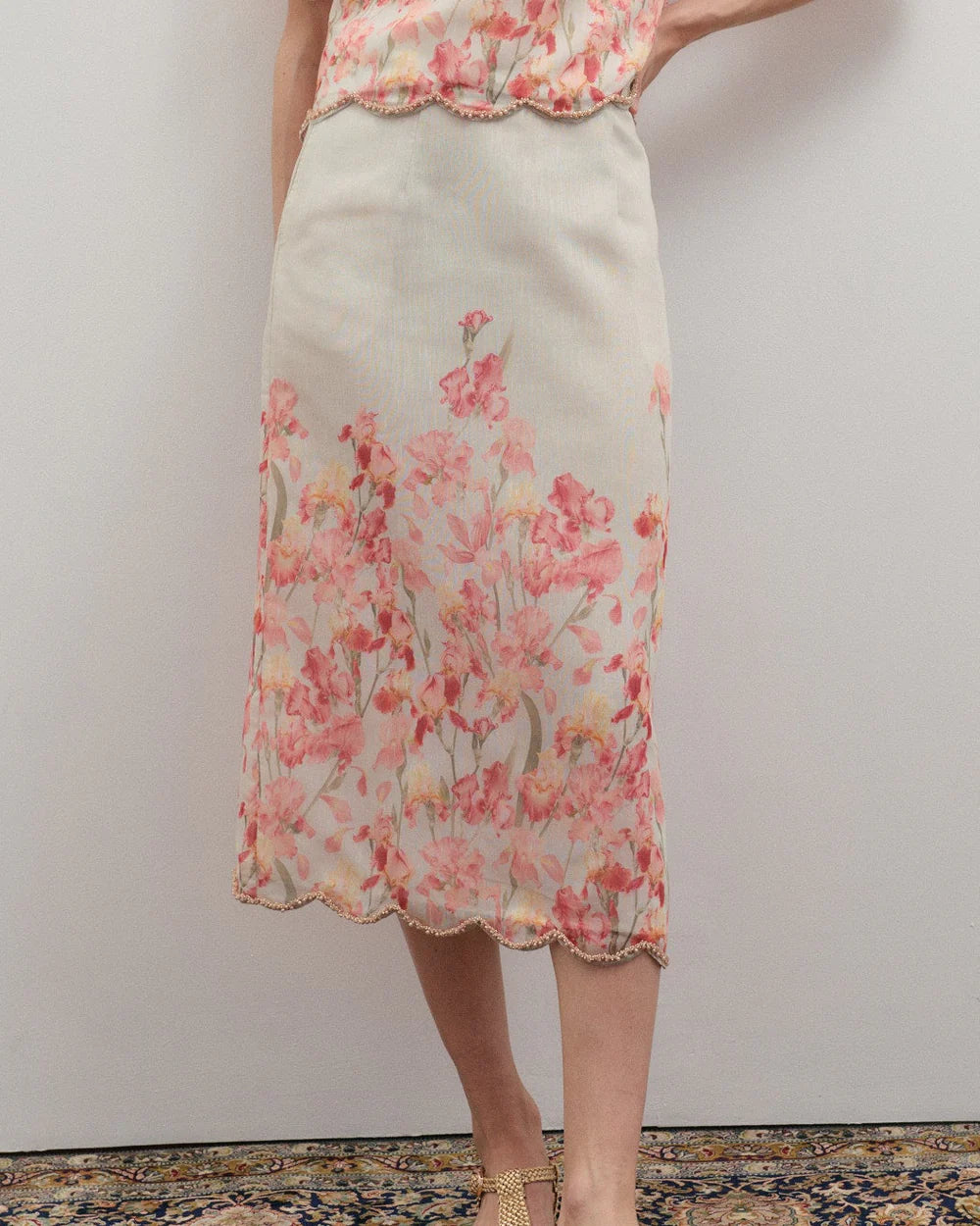 Maevarii Valentina Embellished T-Shirt in Oceanic Blooms