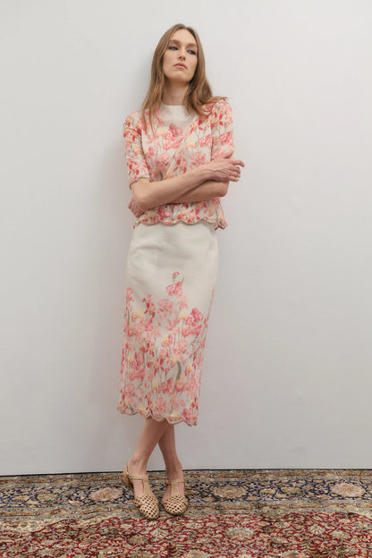 Maevarii Valentina Embellished T-Shirt in Oceanic Blooms