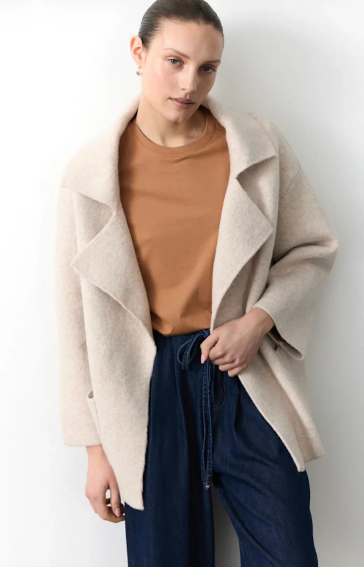 Mahalia Coatigan in Oatmeal Beige