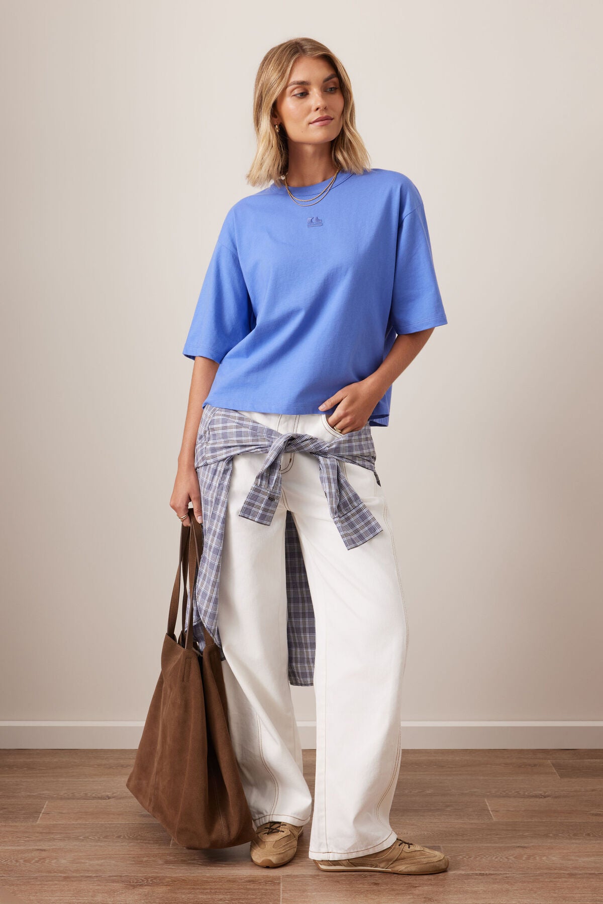 Phoebe Premium Tee in Vintage Blue