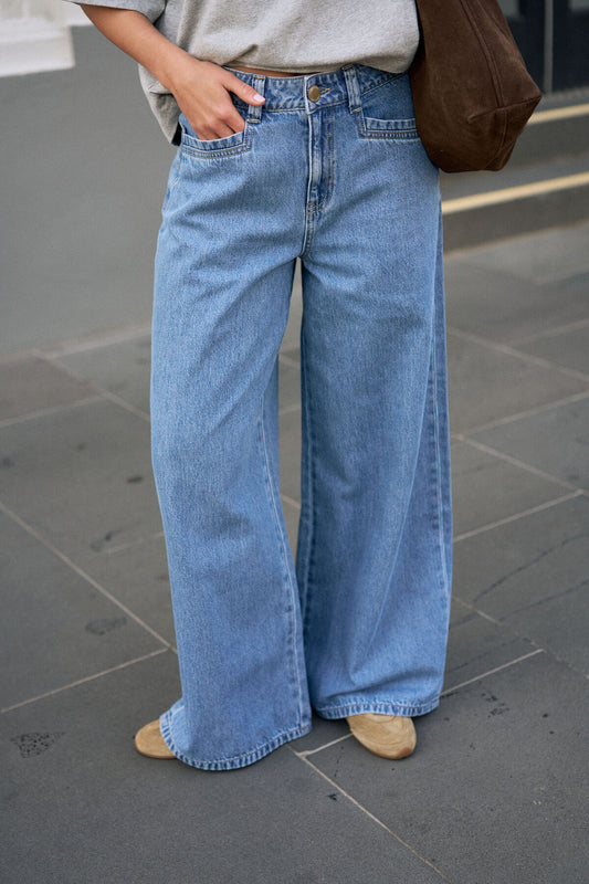 Reese Wide Leg Jeans in Vintage Blue