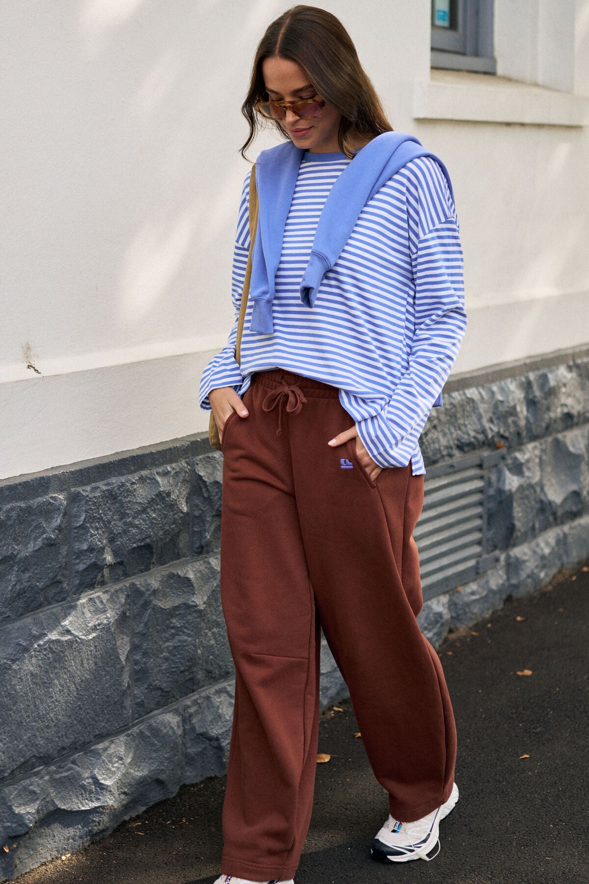 Scout Slouchy Long Sleeve Tee in Vintage Blue and White Stripe