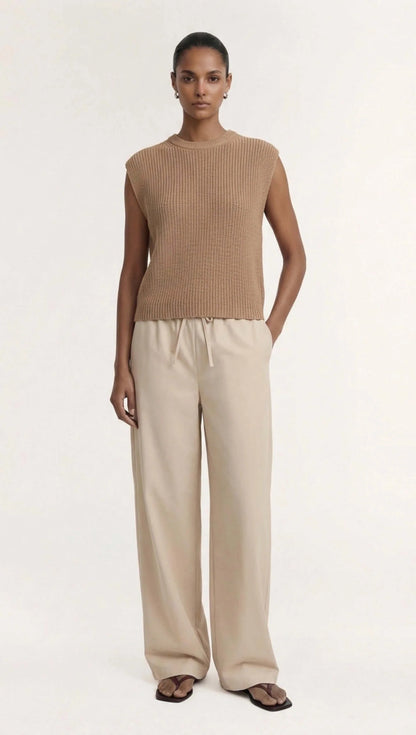 Ellis Taupe Cotton Blend nit Tank Top