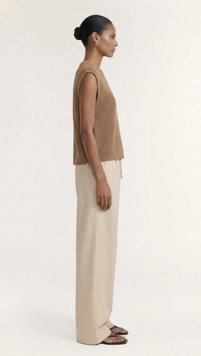 Ellis Taupe Cotton Blend nit Tank Top