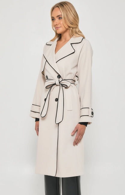 Cathy Contrast Trim Trench Coat