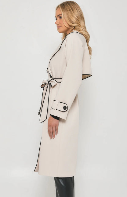 Cathy Contrast Trim Trench Coat