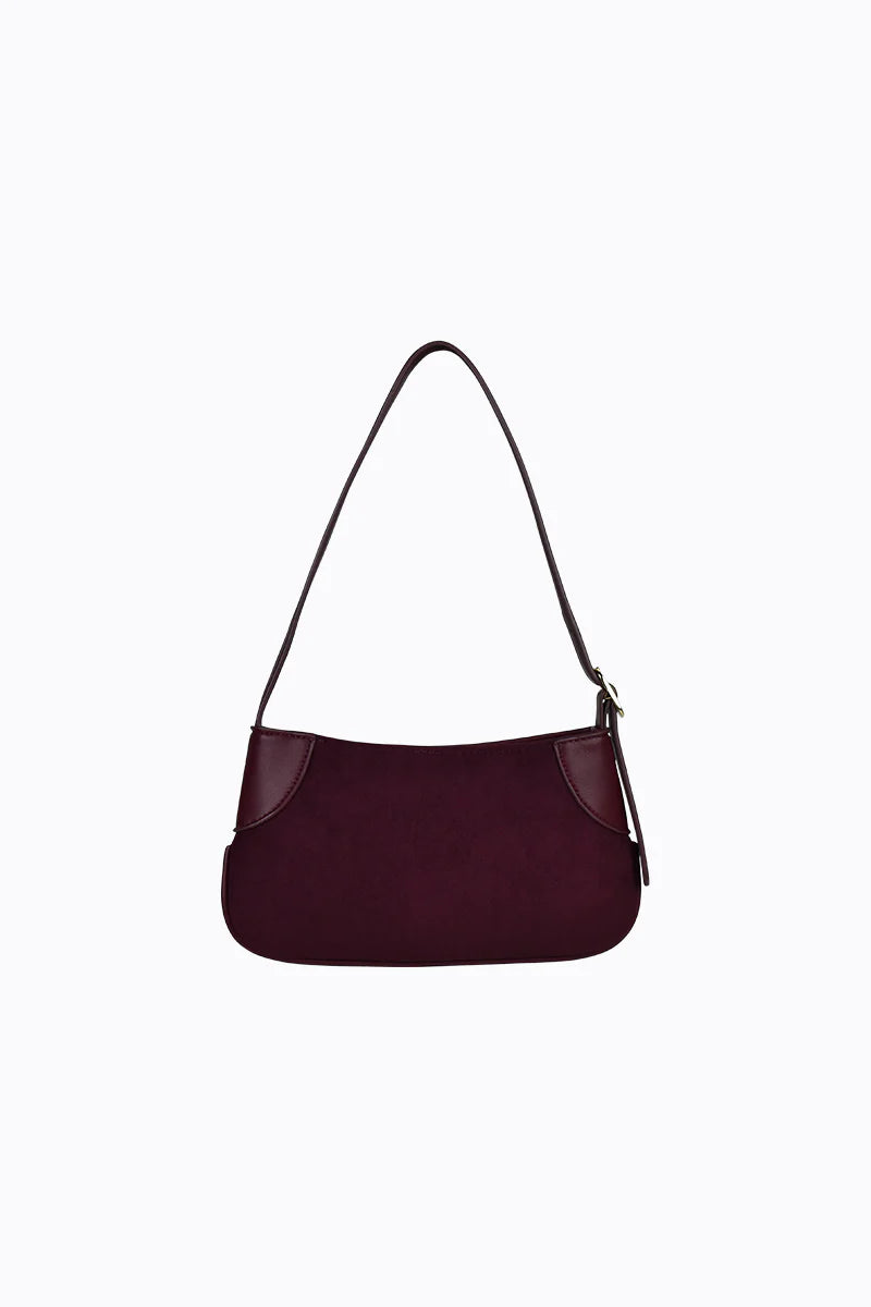 Glinda Mini Shoulder Bag in Berry Suede