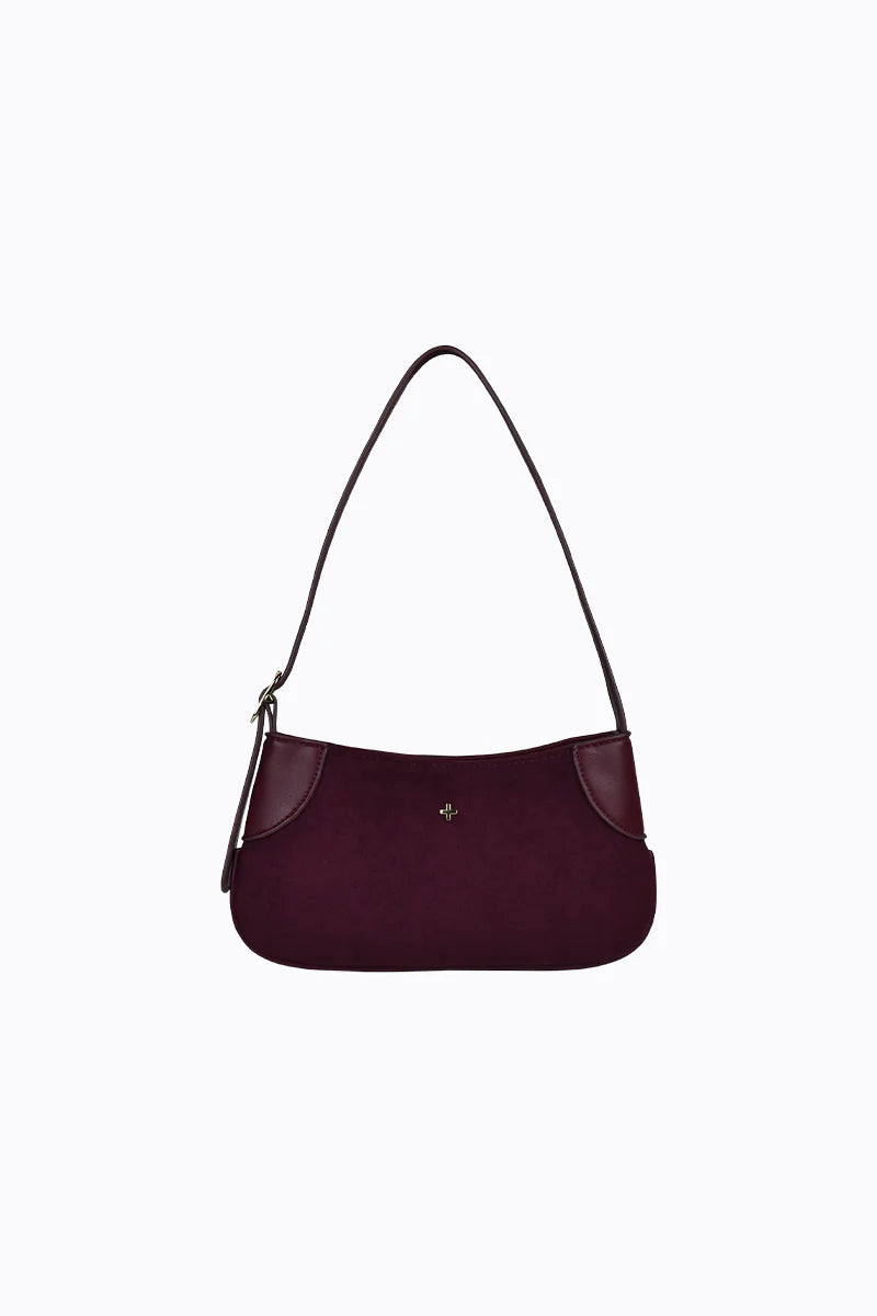 Glinda Mini Shoulder Bag in Berry Suede