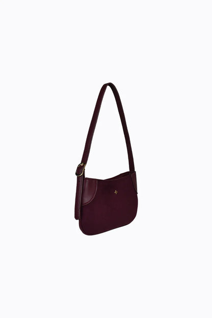 Glinda Mini Shoulder Bag in Berry Suede