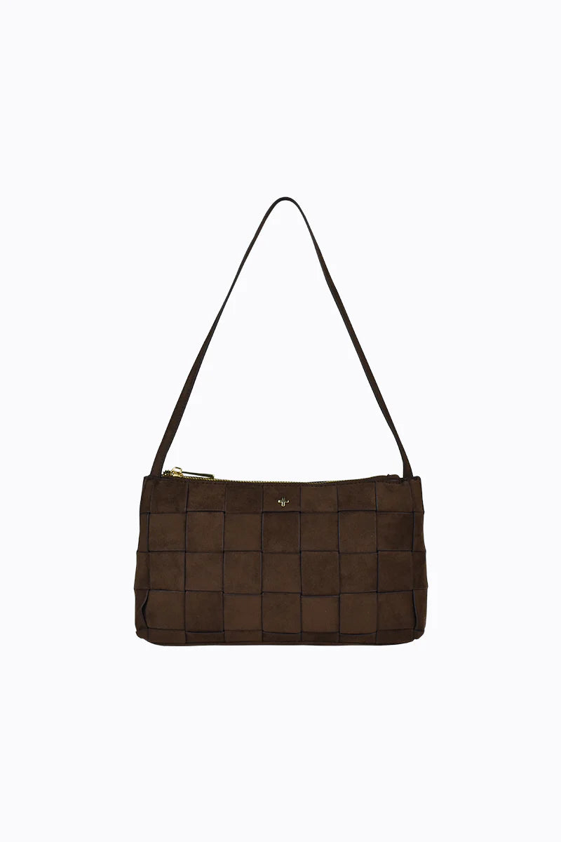 Peta + Jain Portia Woven Shoulder Strap Bag in Chocolate