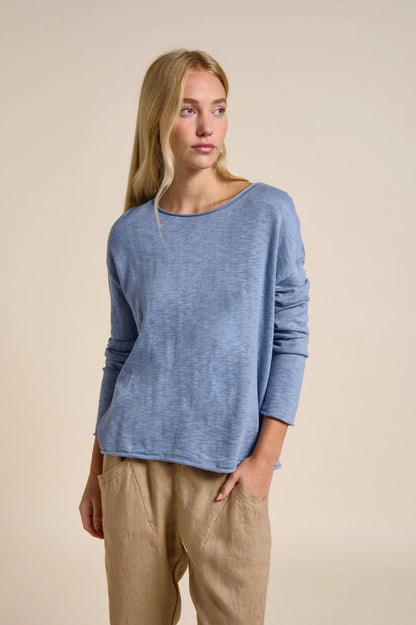 Nellie Top in Nantucket Blue