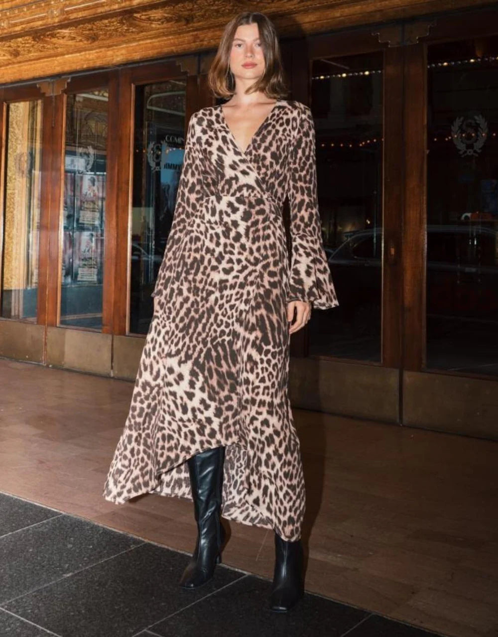 Savannah Faux Wrap Leopard Dress