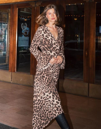 Savannah Faux Wrap Leopard Dress