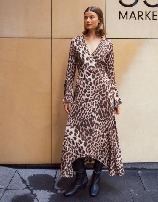 Savannah Faux Wrap Leopard Dress